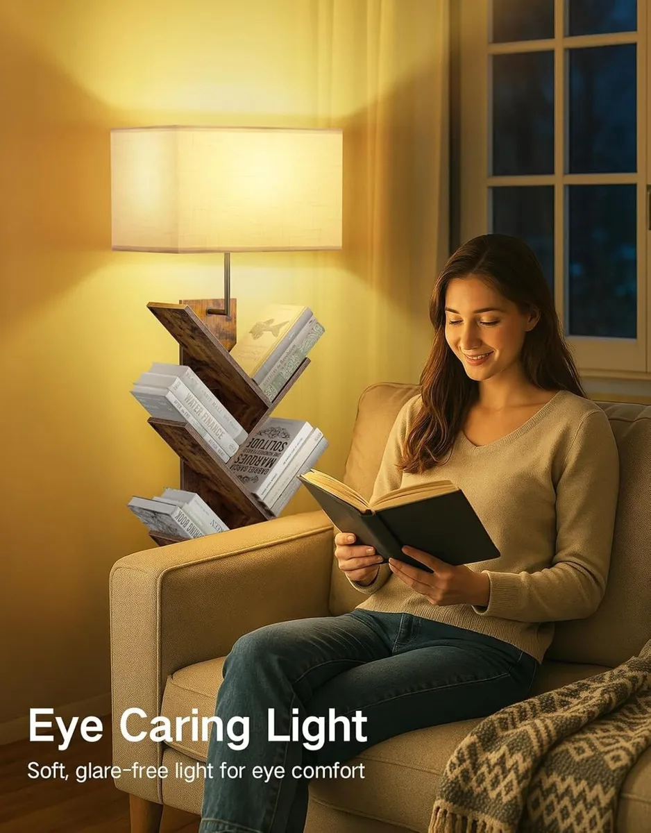 9-Tier Tree Bookshelf with Light Remote Rustic - Image 2