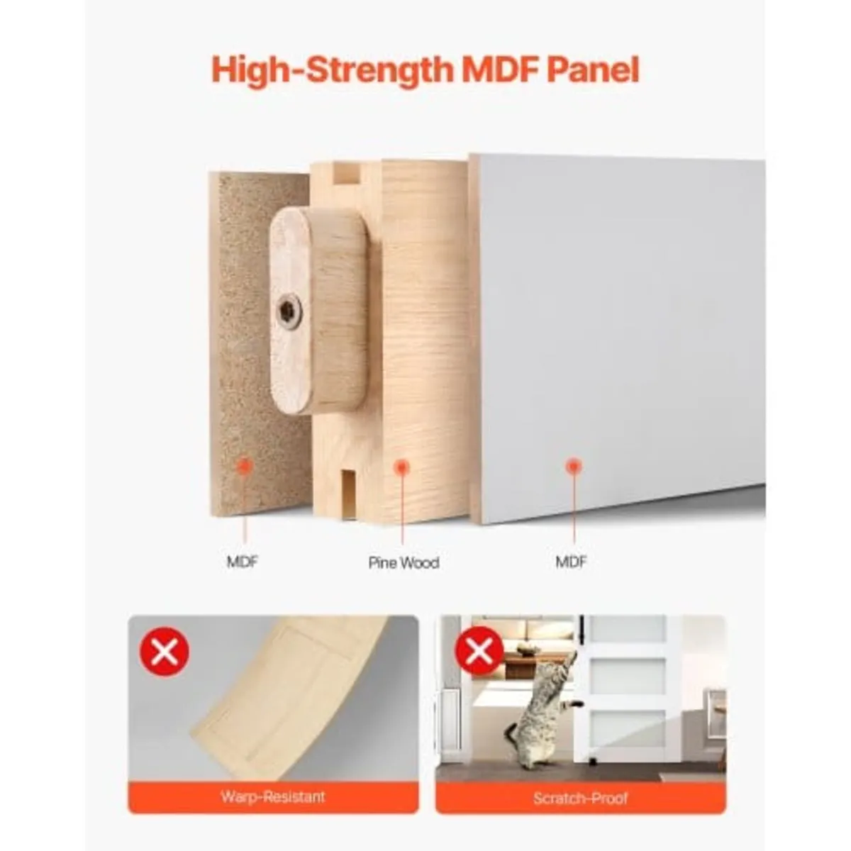 Sliding Barn Door, 762 x 2134mm, High-Strength MDF - Image 3