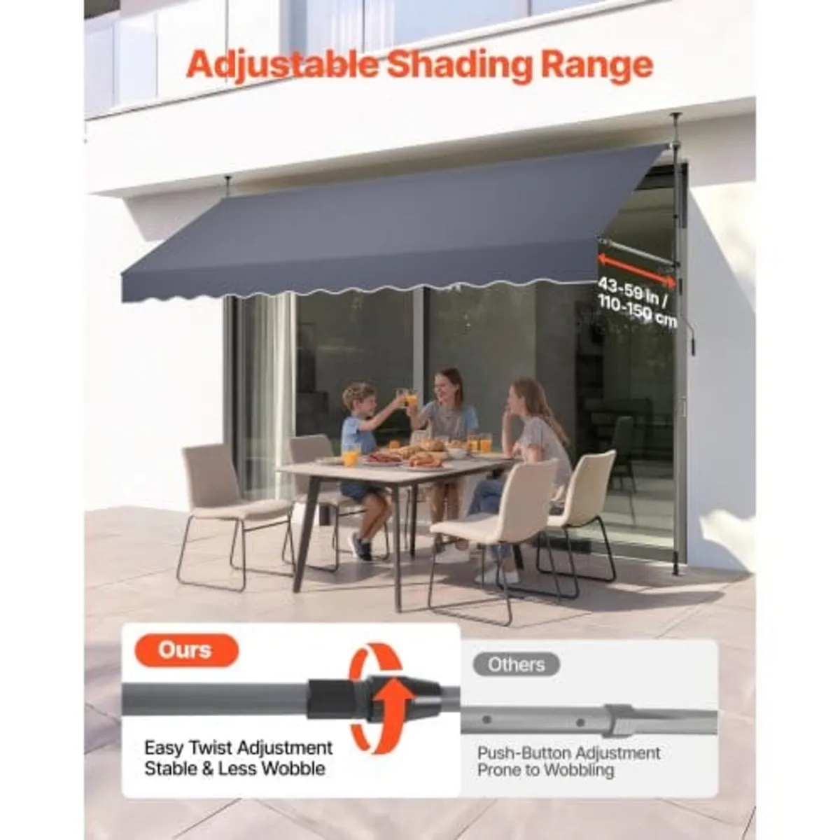 Manual Retractable Awning, 350 cm Outdoor Retracta - Image 2