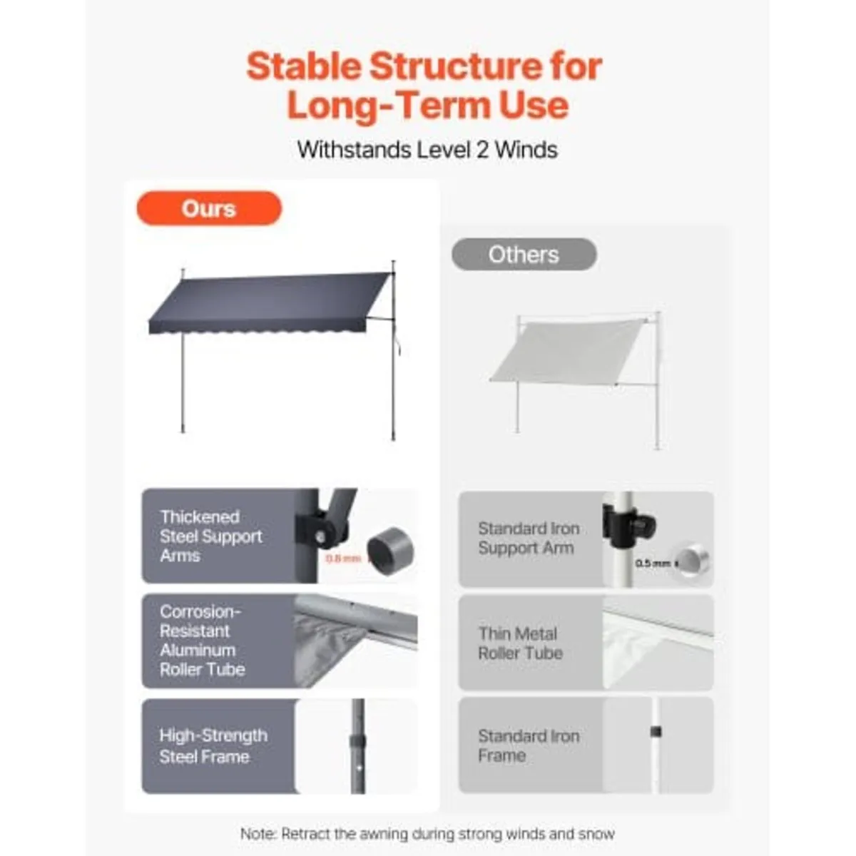 Manual Retractable Awning, 350 cm Outdoor Retracta - Image 3