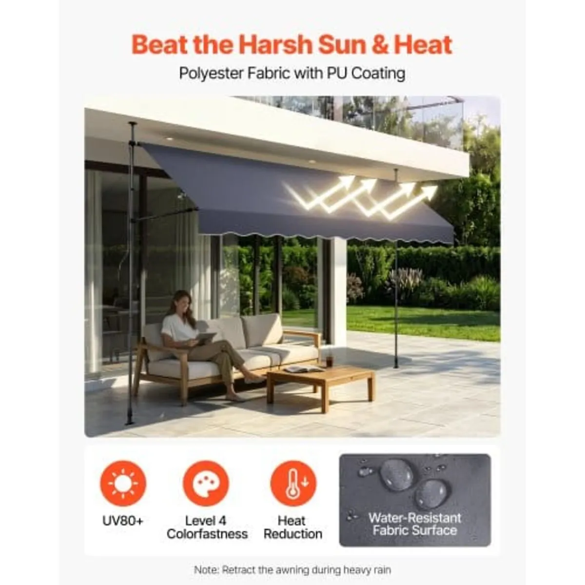 Manual Retractable Awning, 350 cm Outdoor Retracta - Image 4