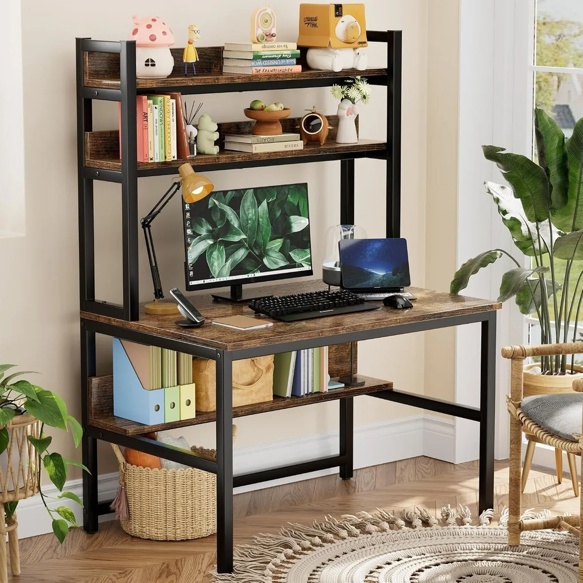 Desk with Shelves Work Storage Home - Image 2