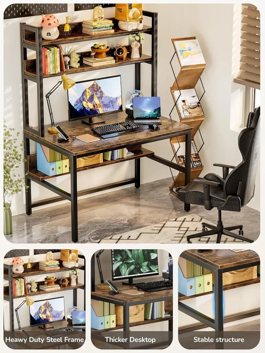 Desk with Shelves Work Storage Home - Image 4