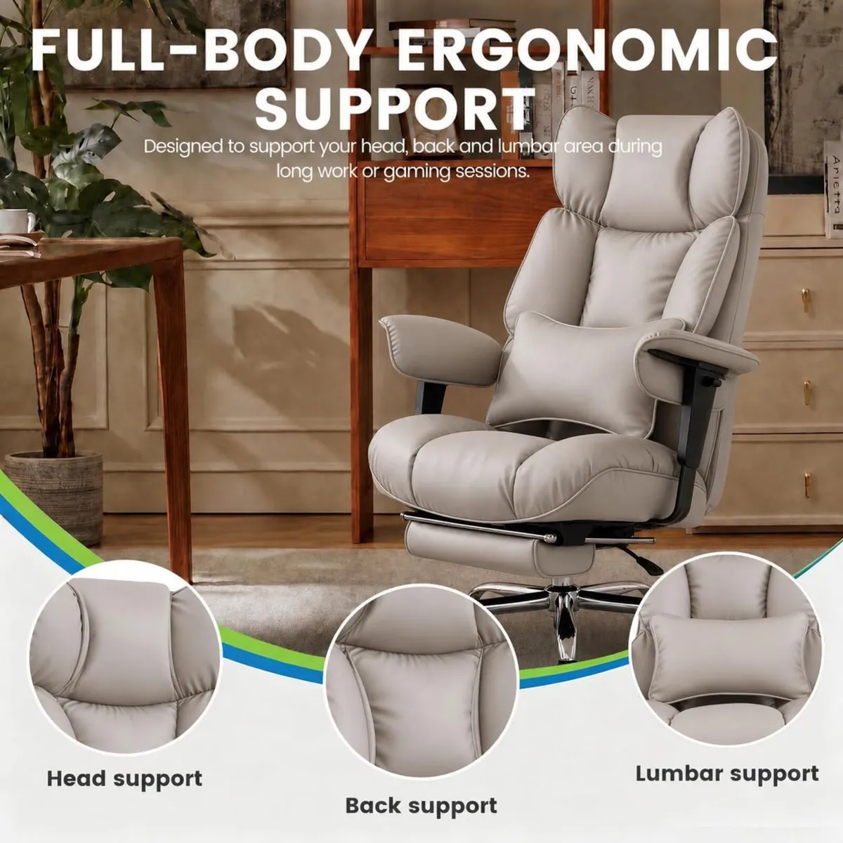 Office Chair with Footrest High Back Executive - Image 2