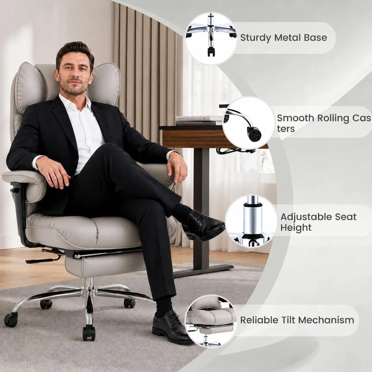 Office Chair with Footrest High Back Executive - Image 4