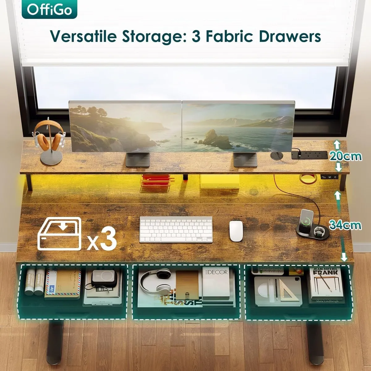 Standing Desk with 3 Storage Drawers - Image 4