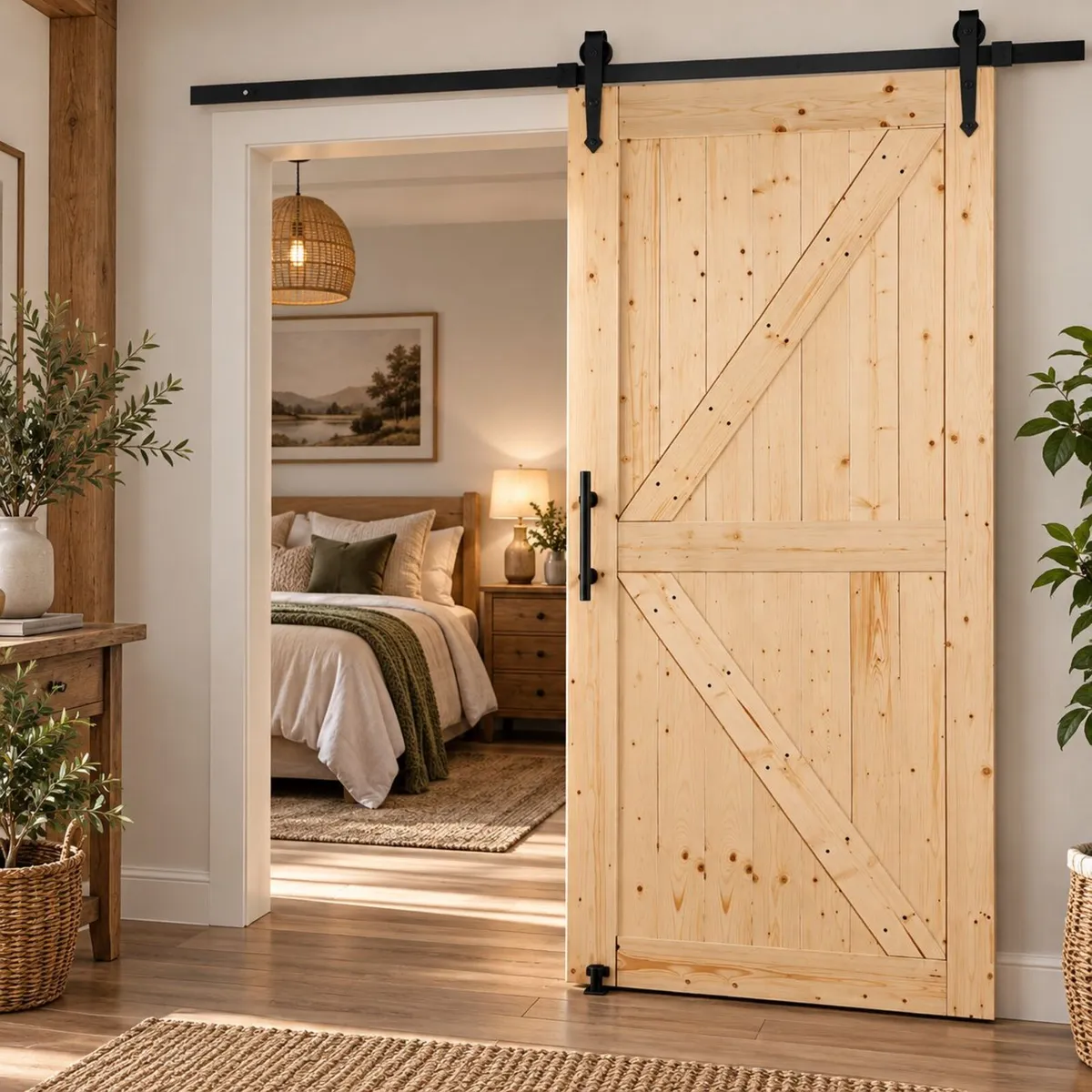42 x 84 Inch Wooden Sliding Barn Door with Hardwar - Image 2
