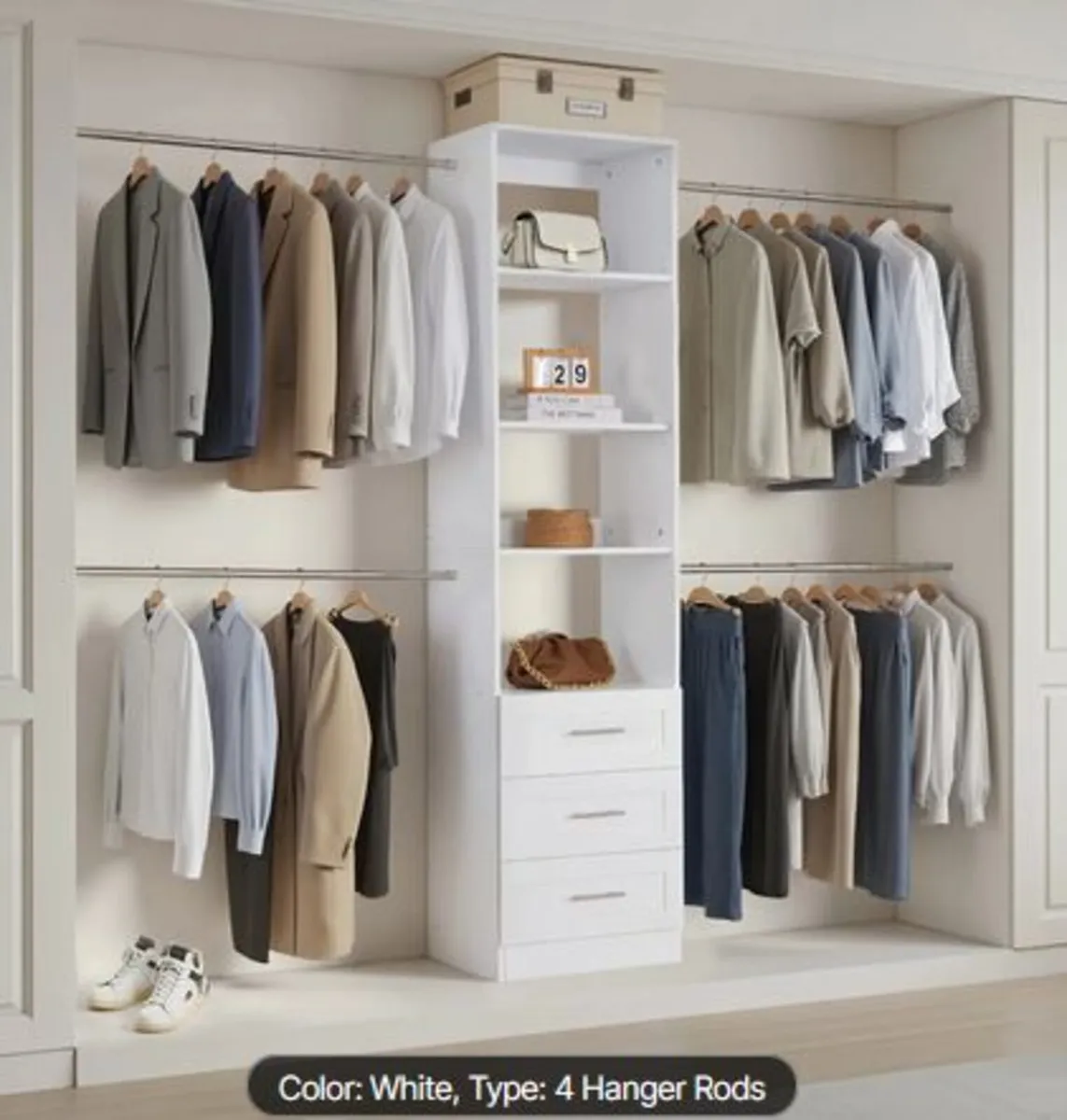 Closet System with 3 Drawers, Adjustable Height - Image 4