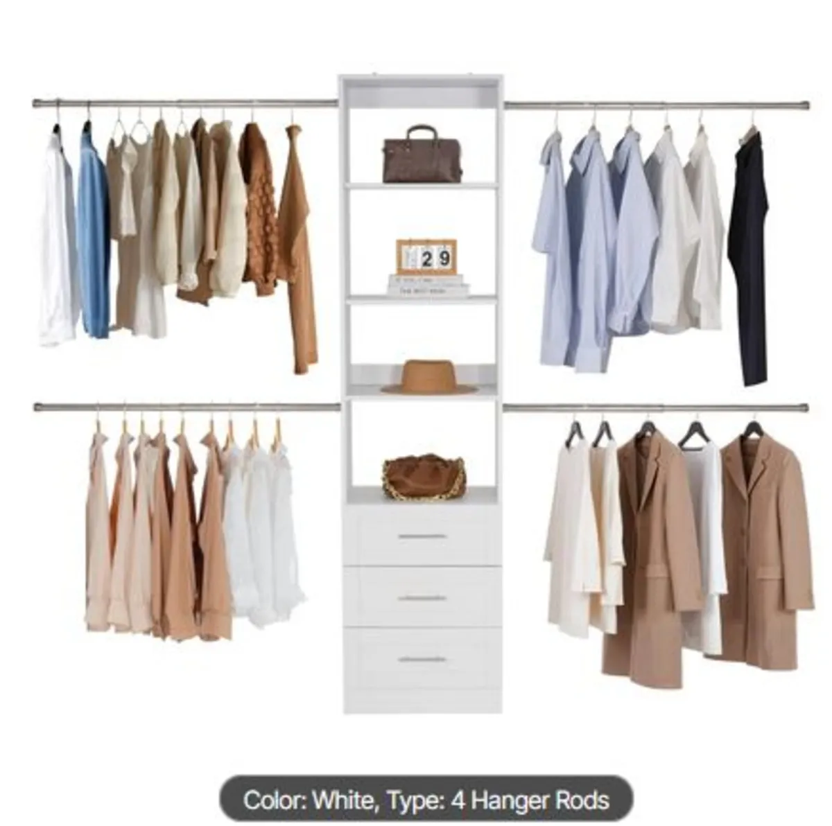 Closet System with 3 Drawers, Adjustable Height - Image 1