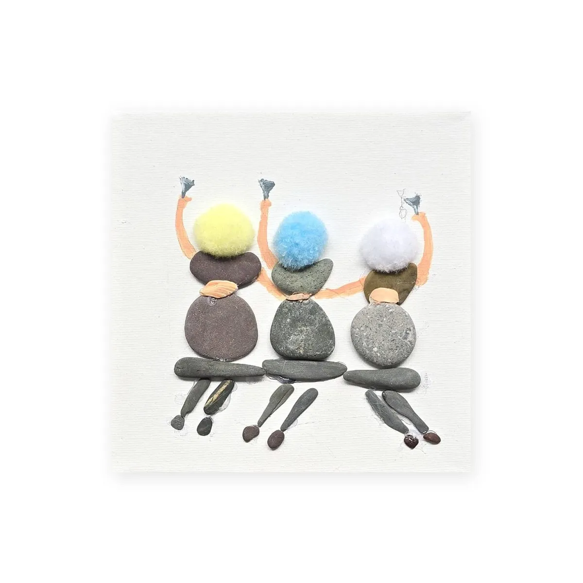 Handmade Pebble Art on Canvas - Image 1