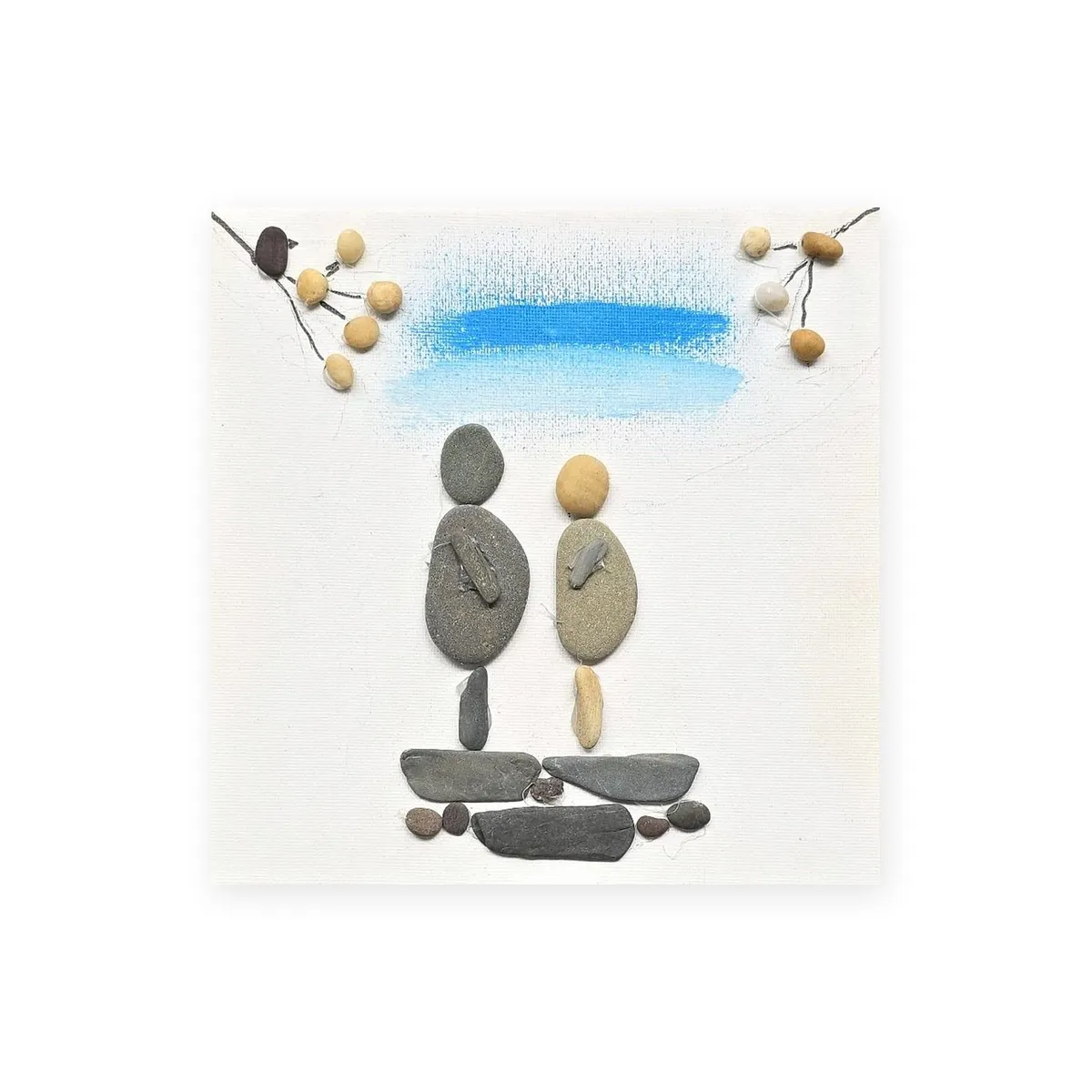 Handmade Pebble Art on Canvas - Image 3