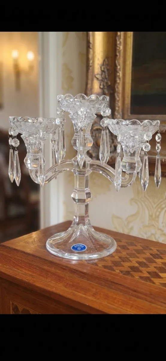 Vintage czech crystal bohemian candleabra - Image 1