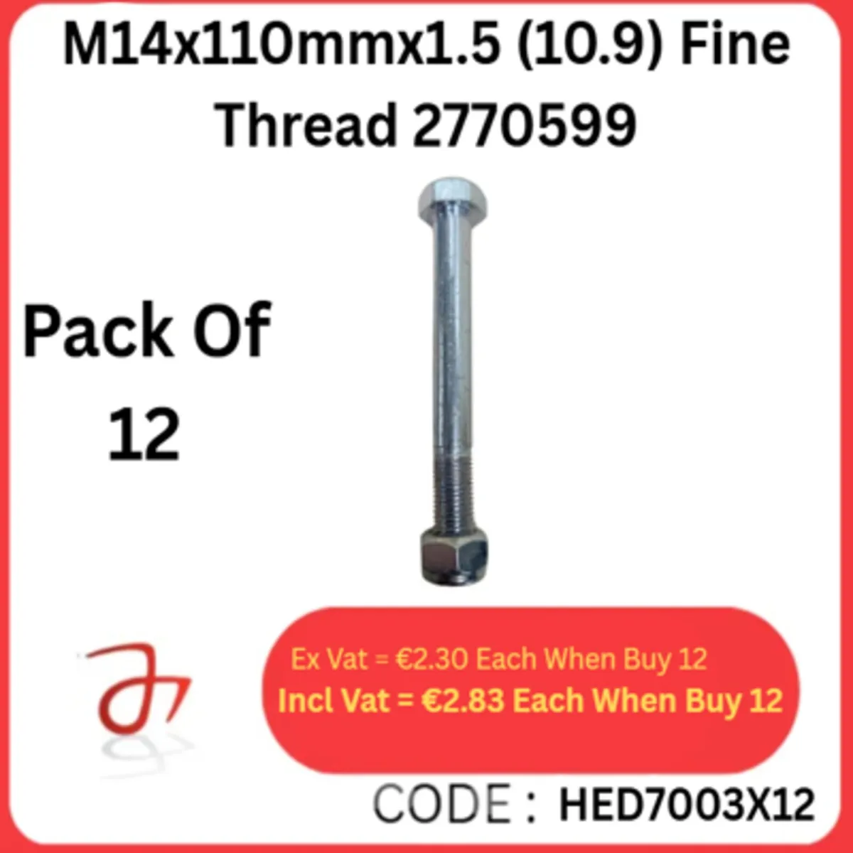 M14x110mmx1.5 (10.9) Fine Thread X12 2770599