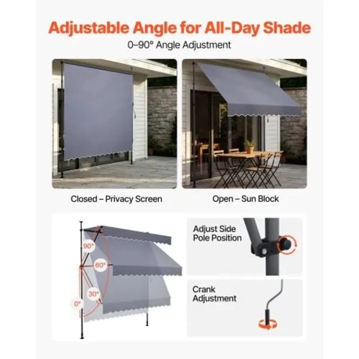 Manual Retractable Awning, 300 cm Outdoor Retracta - Image 4