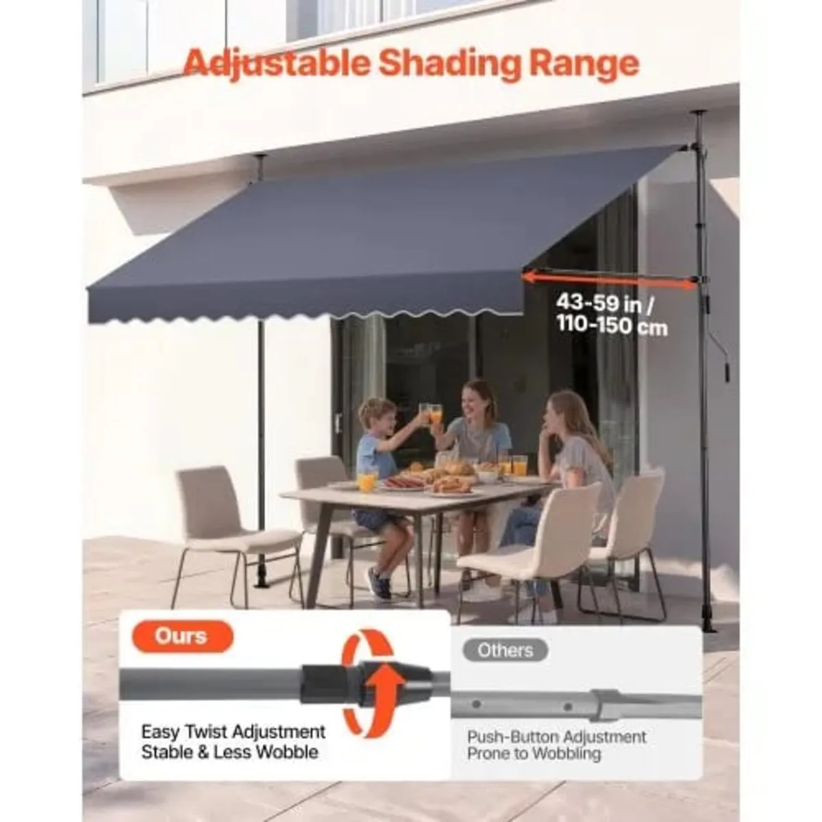 Manual Retractable Awning, 300 cm Outdoor Retracta - Image 3