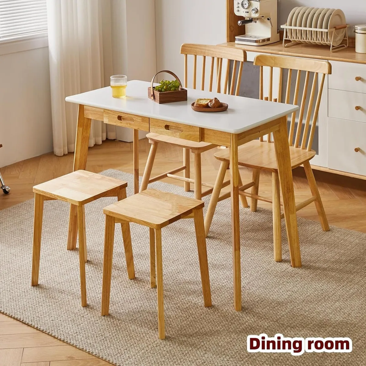 Small Computer Table Wood Writing Desk with Drawer - Image 4