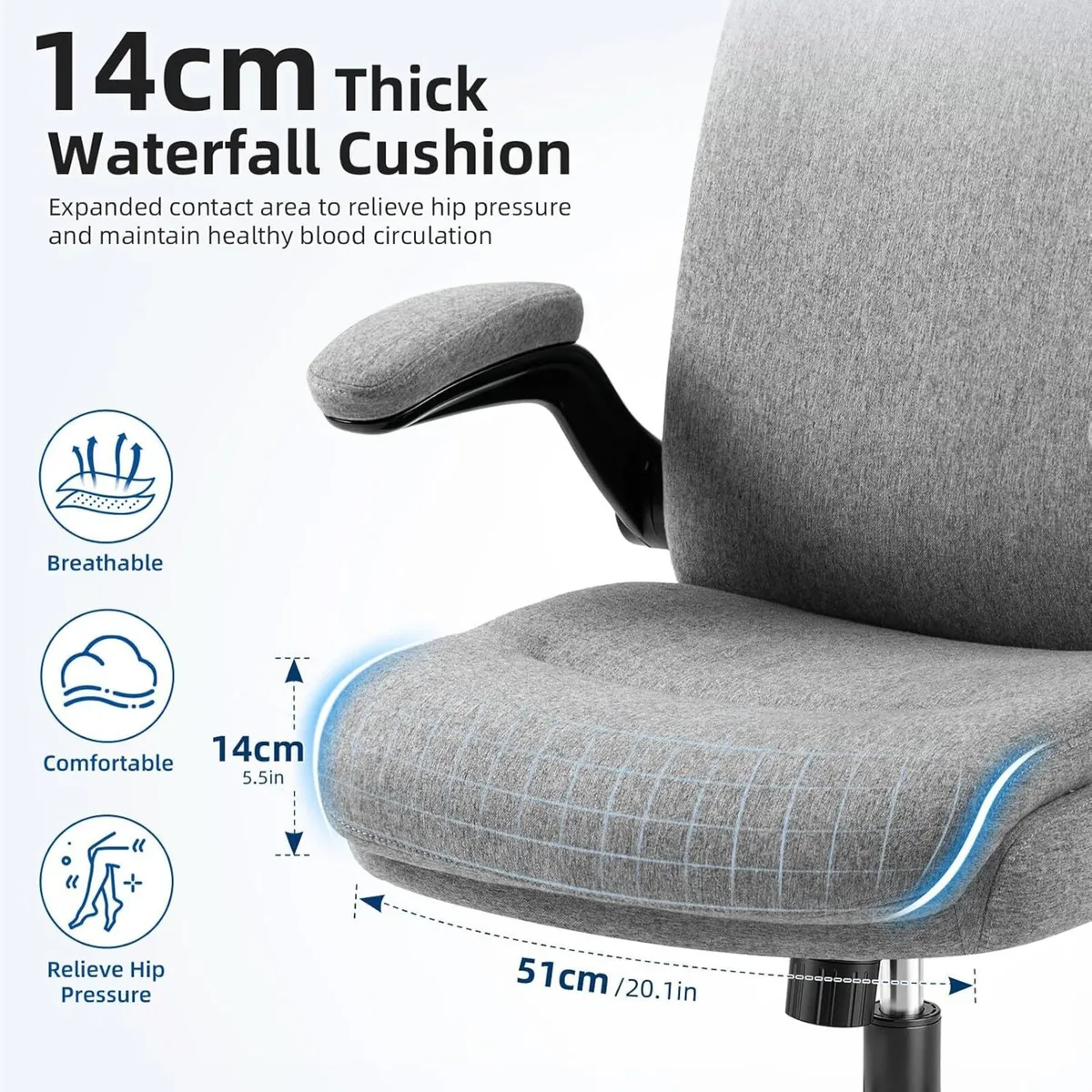 Fabric Office Chair Ergonomic Desk Chairs for Home - Image 3
