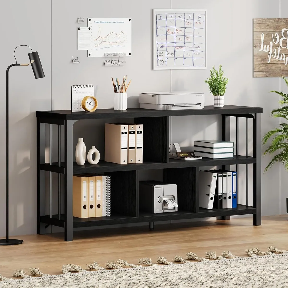 5 Cube Storage Organiser Bookshelf Low Bookcase - Image 3