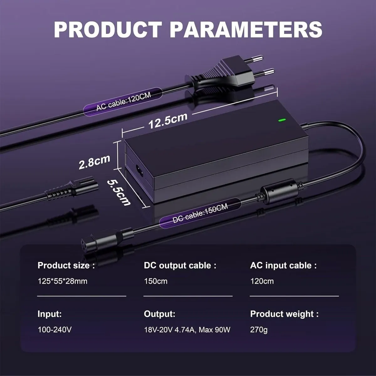90W Universal Laptop AC Adapter Charger - Image 4