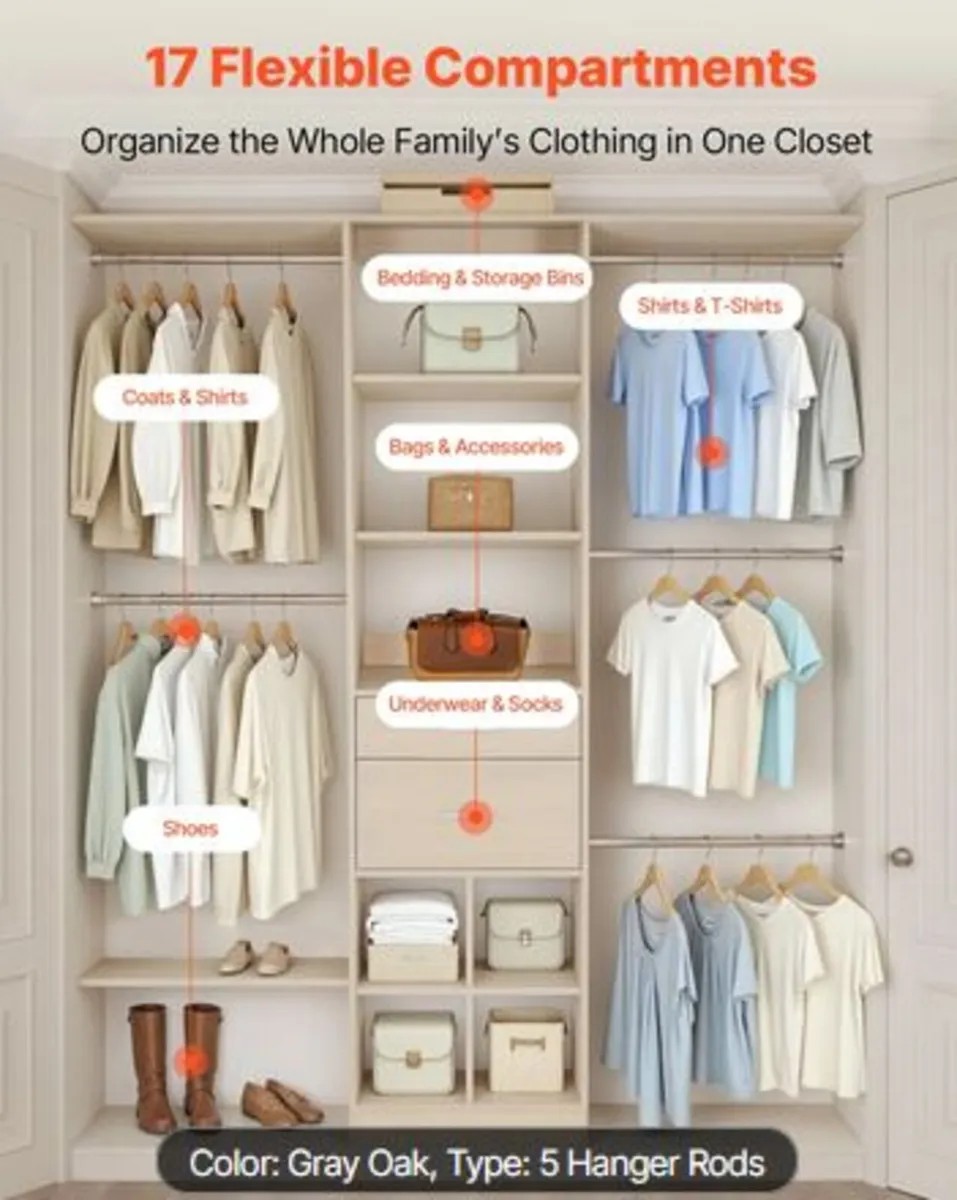 Closet System with 2 Drawers, Adjustable Height - Image 2