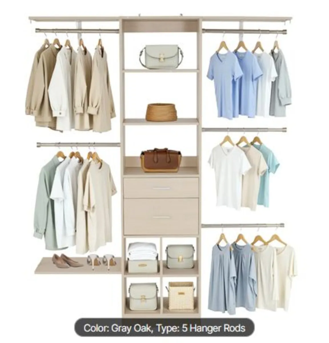 Closet System with 2 Drawers, Adjustable Height - Image 1