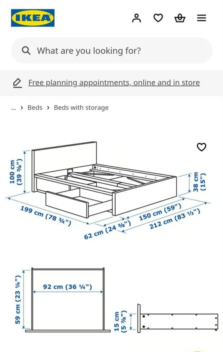 Ikea Malm Double bed with mattress - Image 3