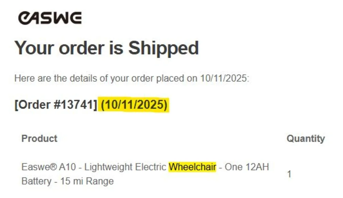 Lightweight Electric wheelchair EASWE A10 - Image 1