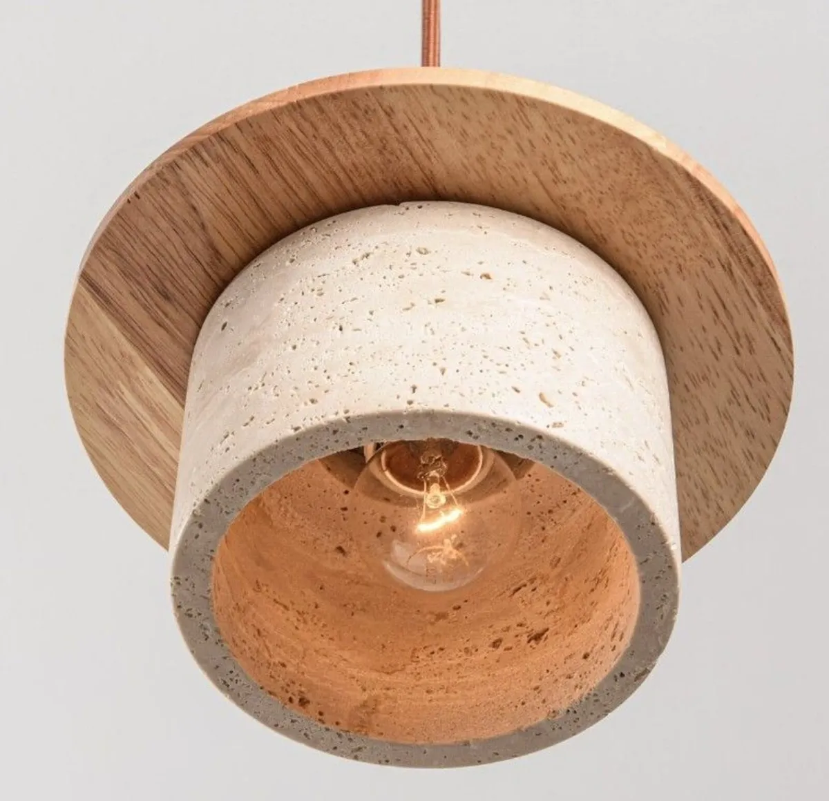 3 Light Travertine Pendant Ceiling Light with Natu - Image 4