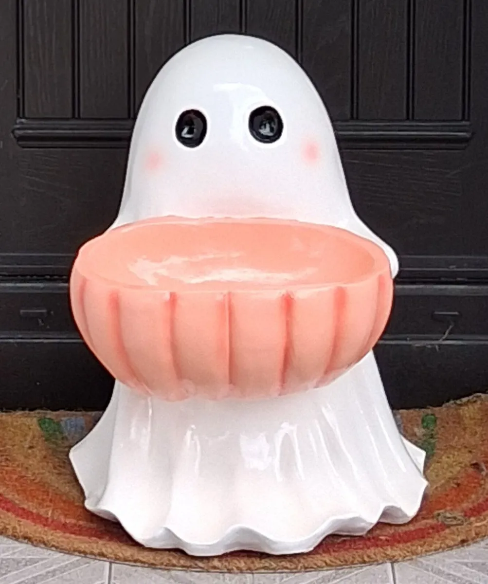 Large Ceramic Ghost Halloween Ornament - 24 Inches - Image 1