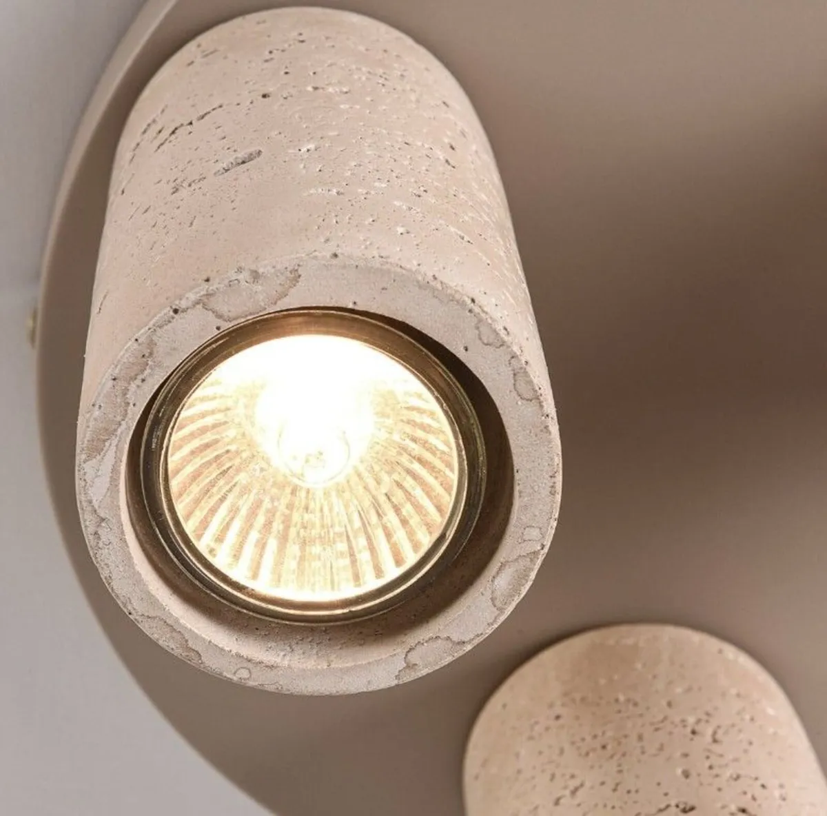 3 Light Travertine Look Ceiling Light Sand Beige M - Image 3