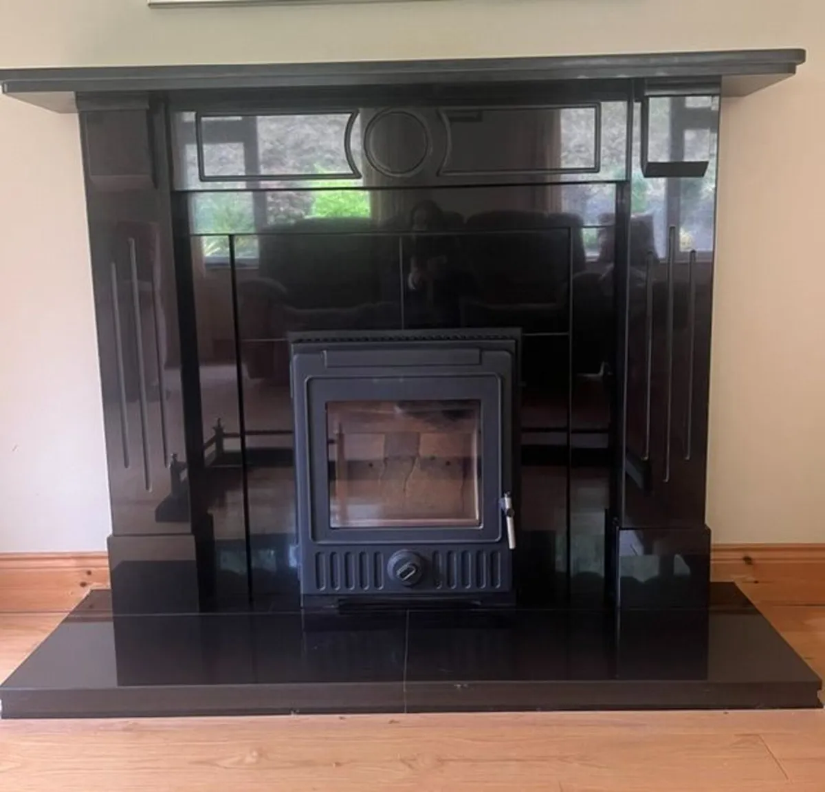 Black Granite Fireplace, Back Panel/Hearth/Mantel - Image 1