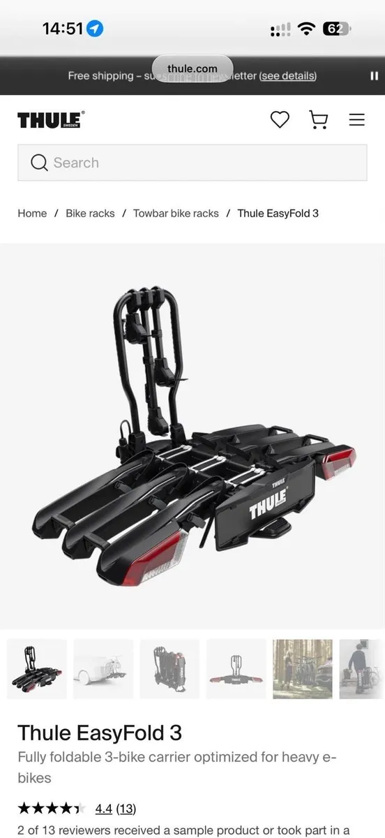 Thule EasyFold 3 - Folding Towbar Bike Rack NEW - Image 1