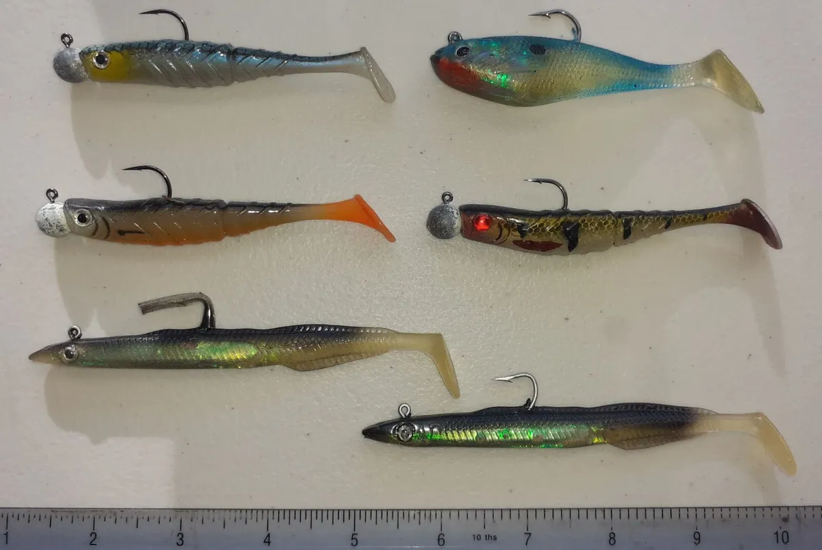 Rubber lures 6 no. salt water