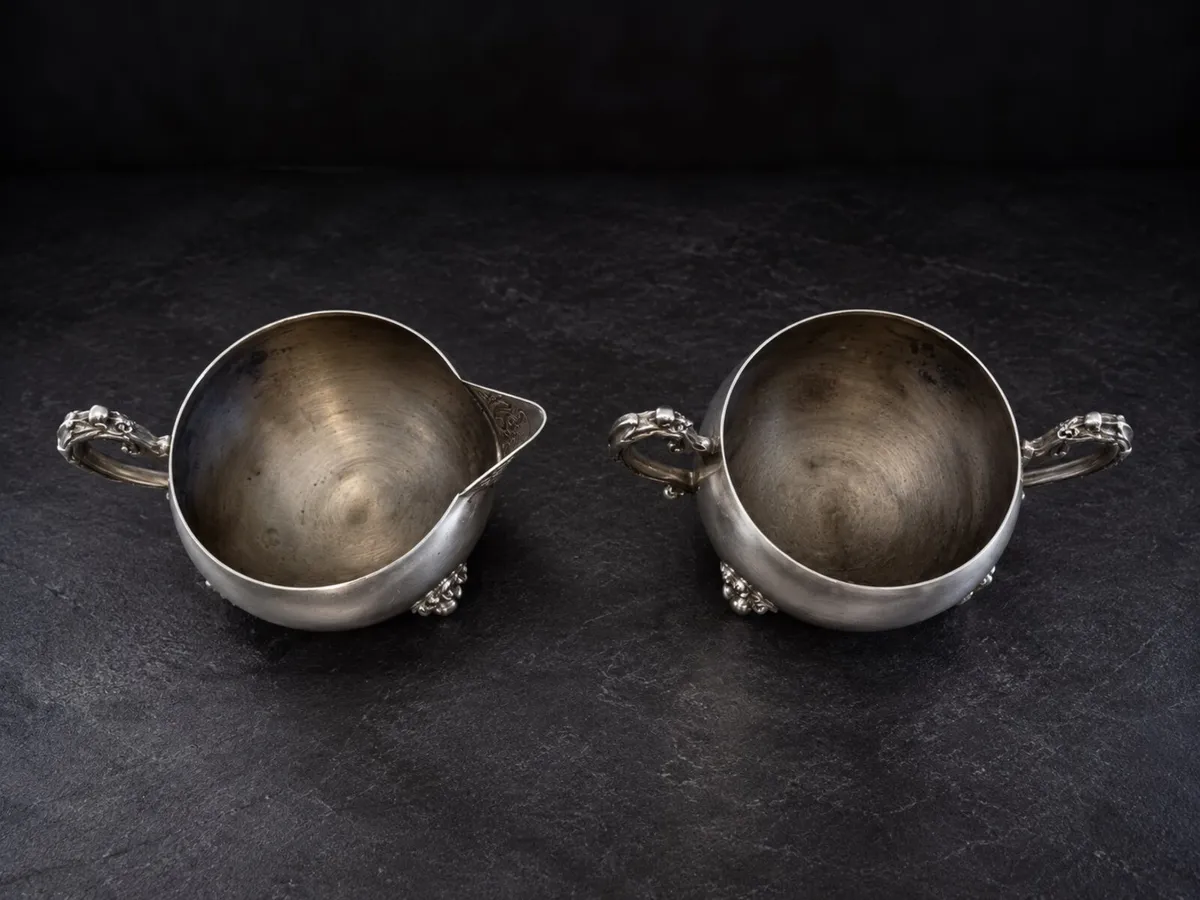 Vintage Silver-Plated Cream & Sugar Set - Image 3