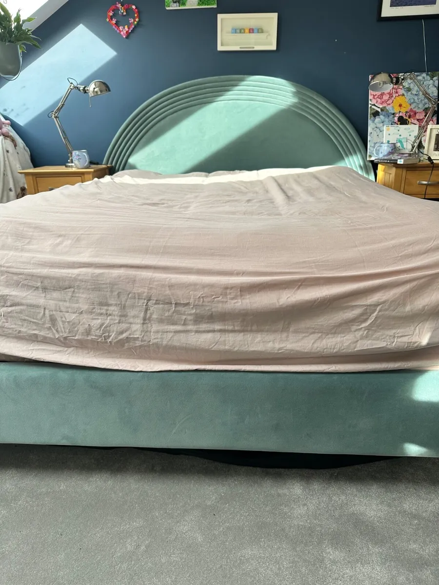King sized Sage Green Velvet Ottoman Bed Frame - Image 2