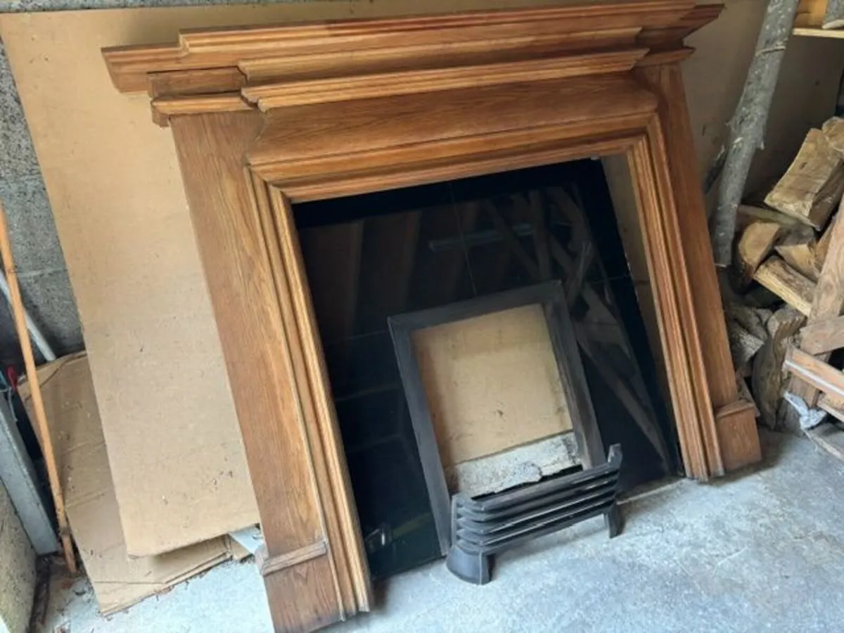 Solid Oak Fireplace with Black Granite Surround - Image 3