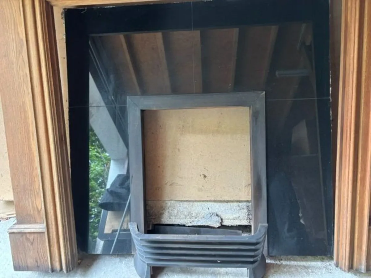 Solid Oak Fireplace with Black Granite Surround - Image 4