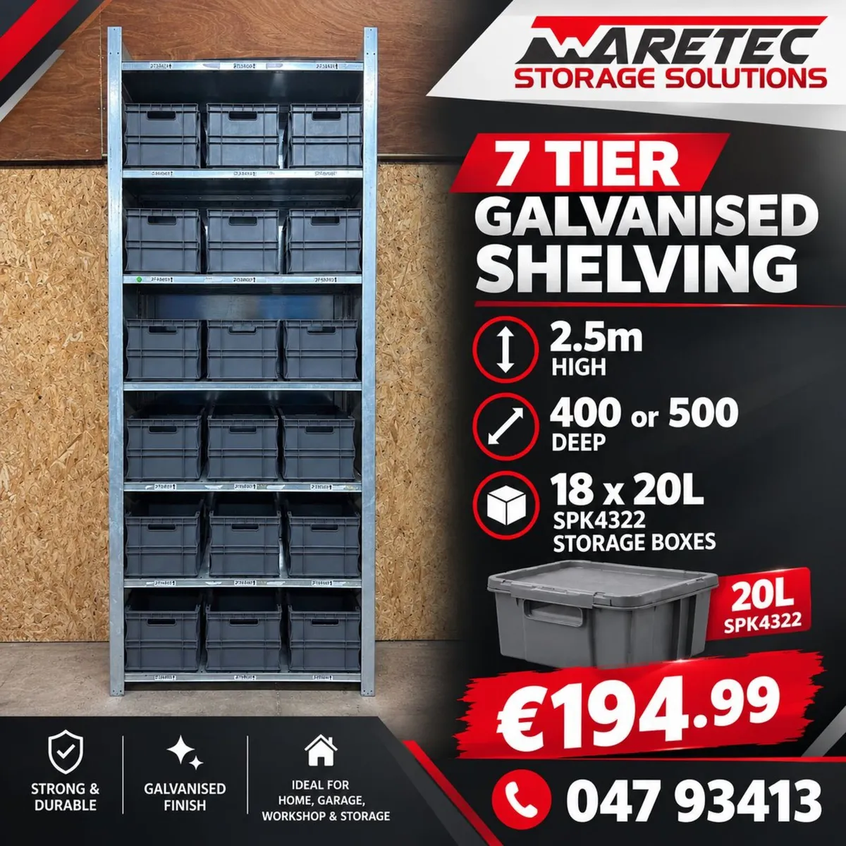 7 tier part shelving & storage boxes