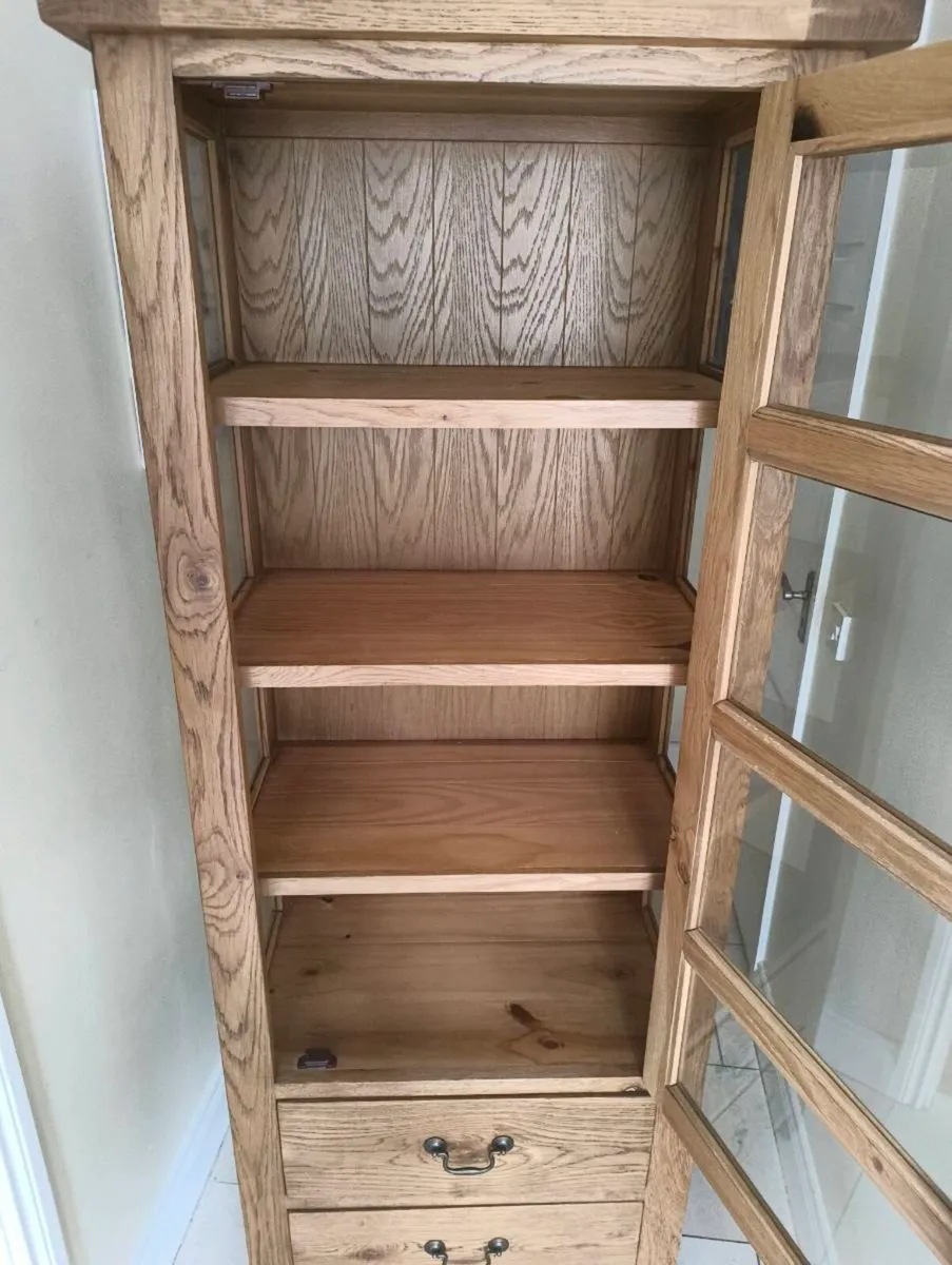 Solid Oak glass cabinet - Image 2