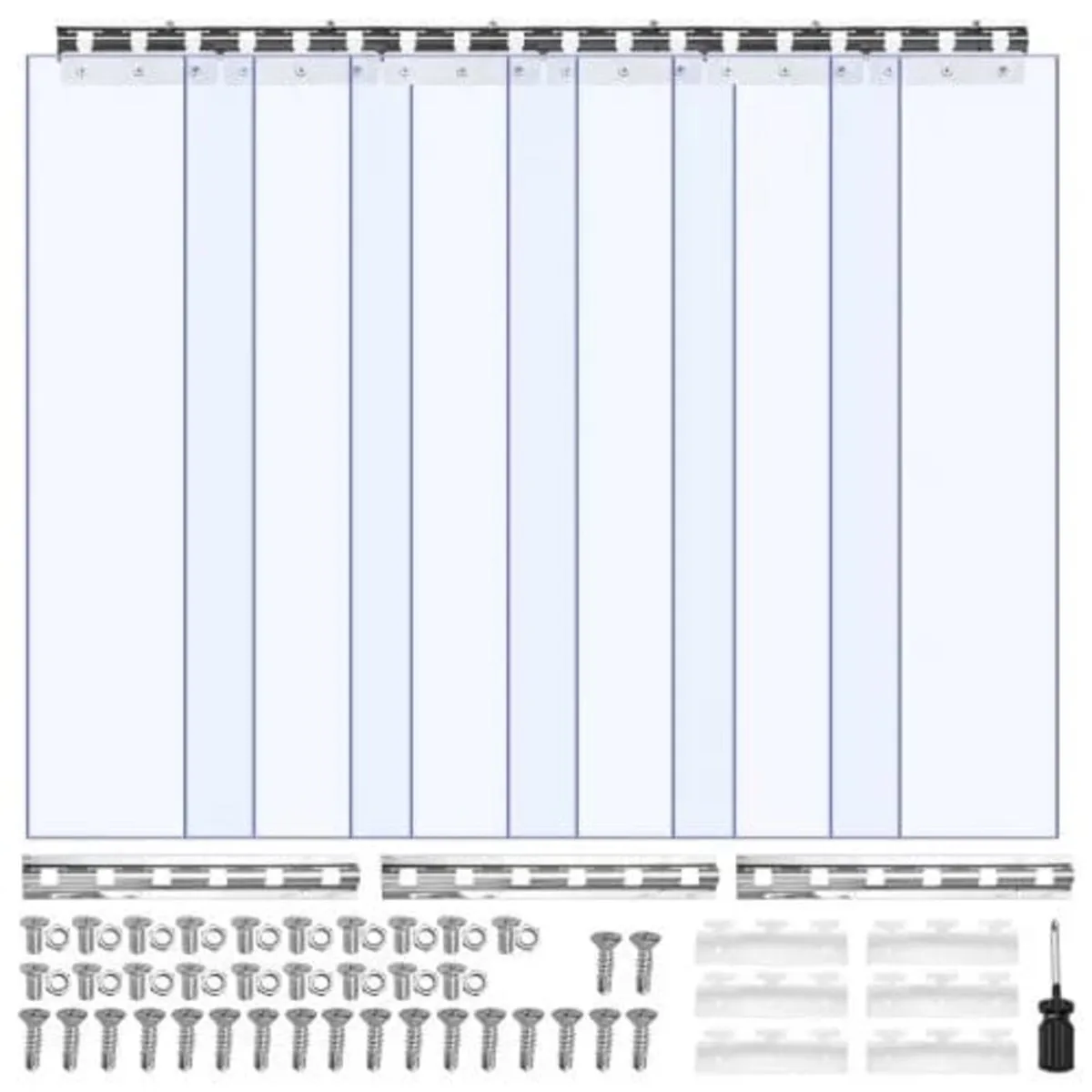 Clear PVC Strip Curtain, 2.1 m Height x 0.96 m Wid - Image 1