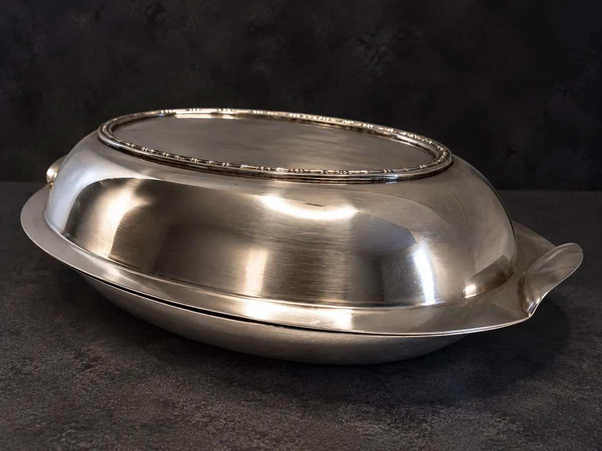 Vintage Silver-Plated Oval Serving Dish with Lid - Image 4