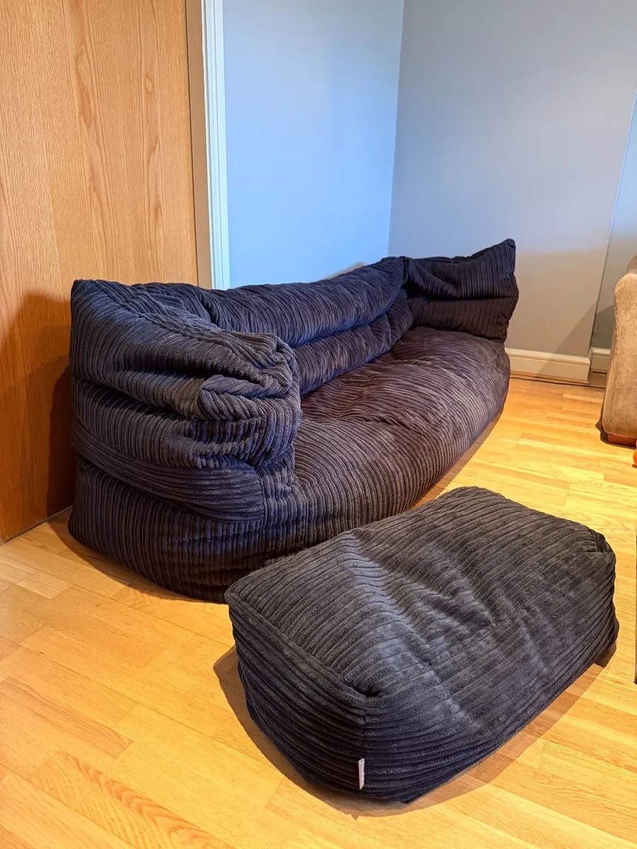 Lounge Pug 3 Seater Bean Bag Sofa with Footstool - Image 1