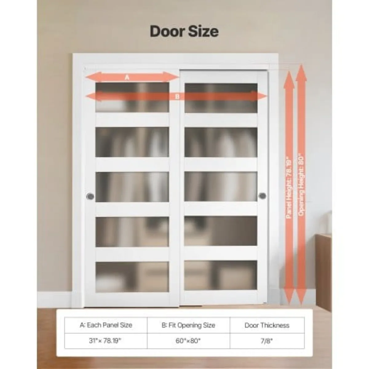 Sliding Closet Door, 1524mm (Double 787mm) x 2032 - Image 2