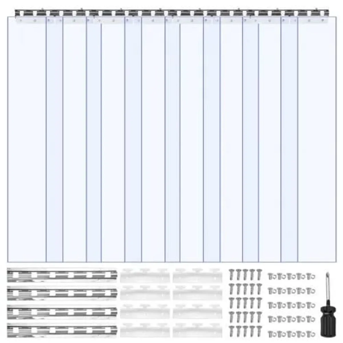 Clear PVC Strip Curtain, 2.4 m Height x 1.2 m Widt - Image 1