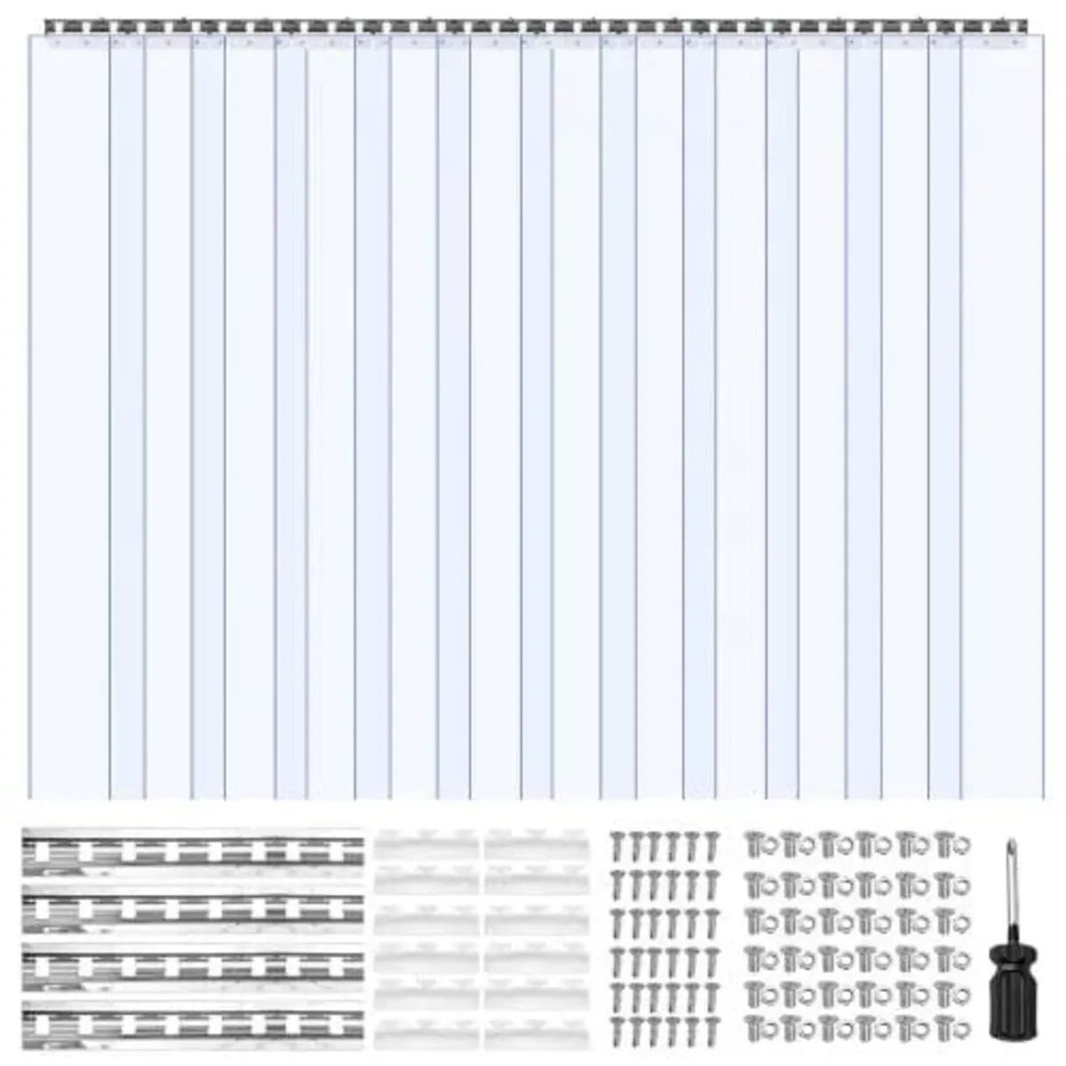 Clear PVC Strip Curtain, 2.1 m Height x 1.8 m Widt - Image 1