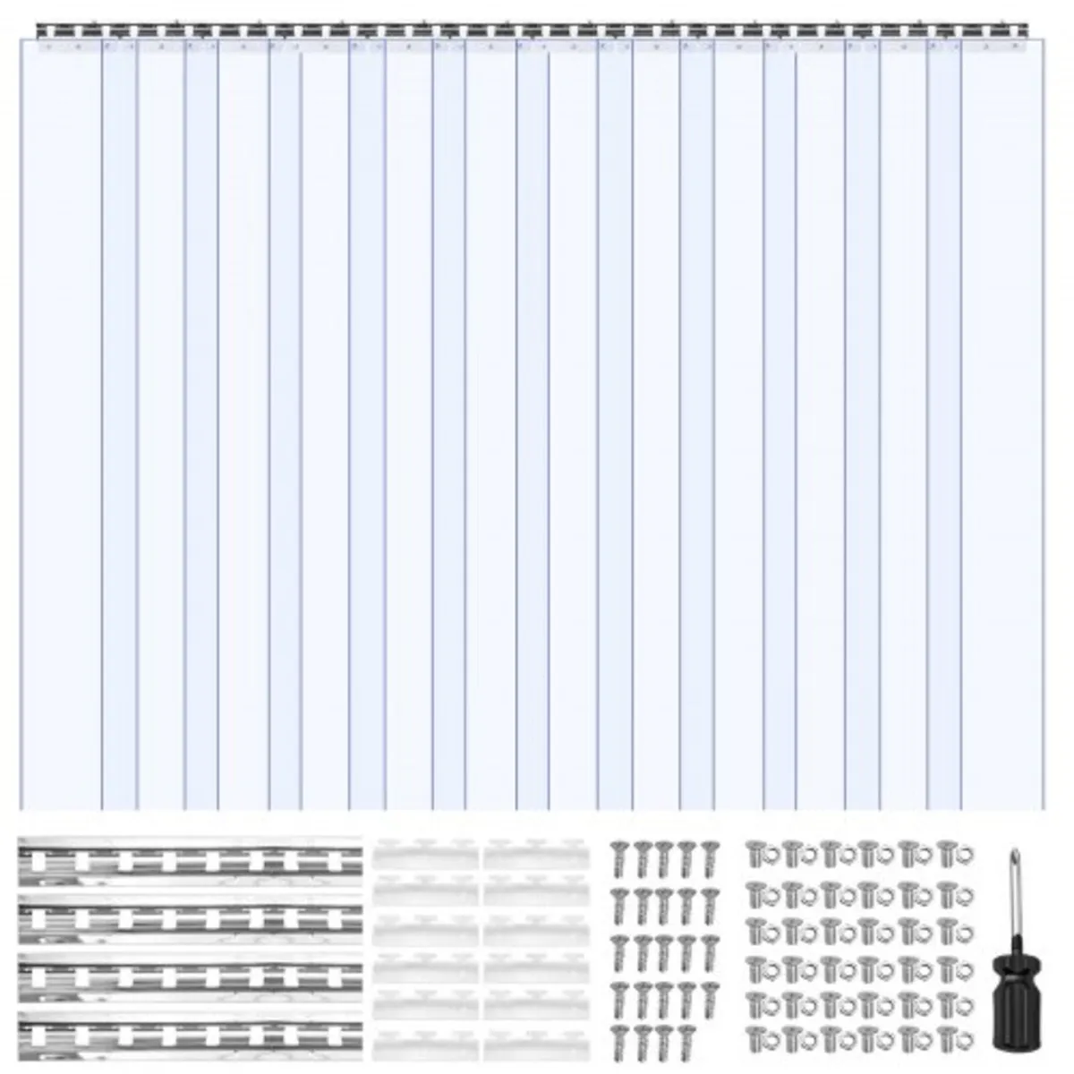 Clear PVC Strip Curtain, 2.1 m Height x 1.2 m Widt - Image 1