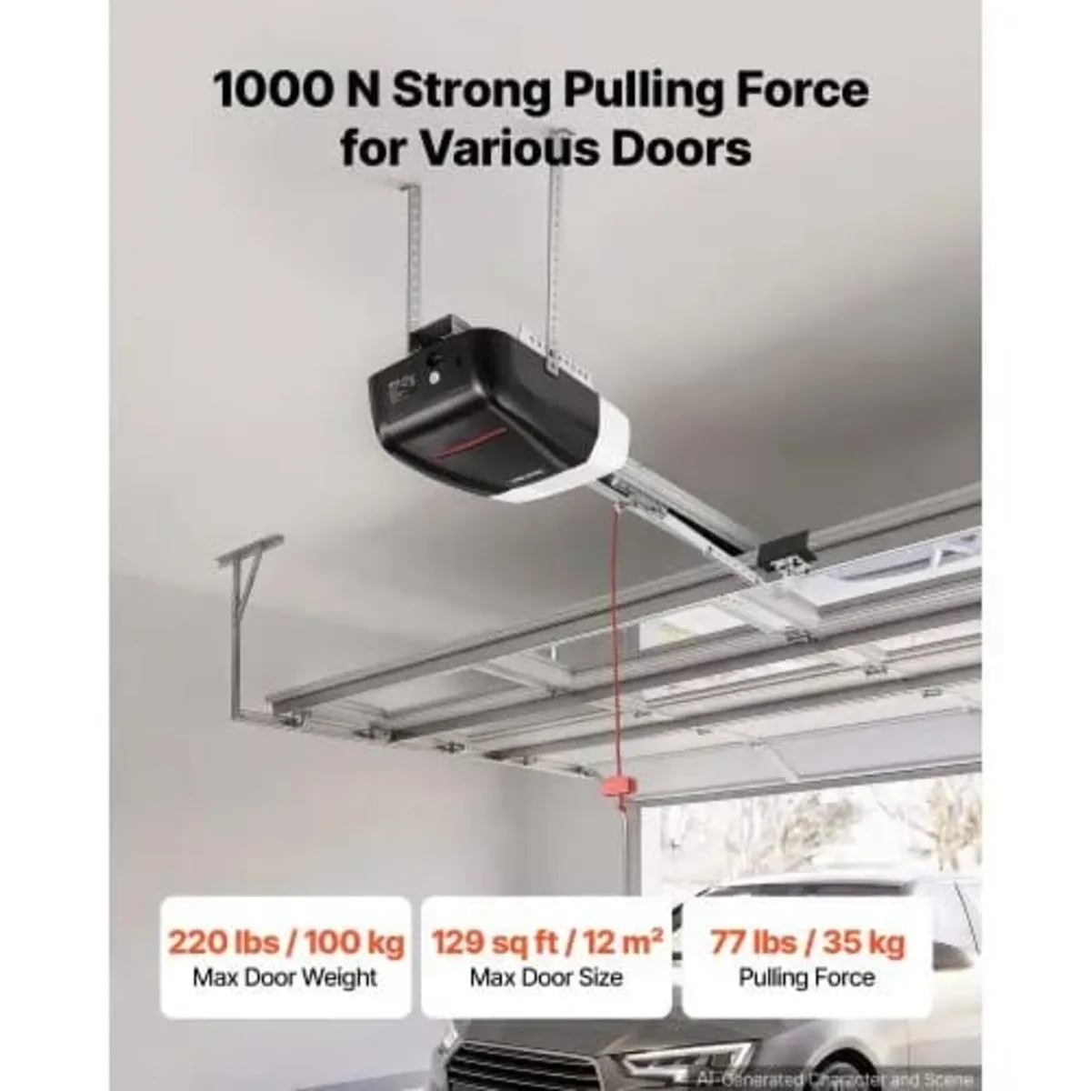 Garage Door Opener 1000N Pulling Force Ultra-Quiet - Image 3