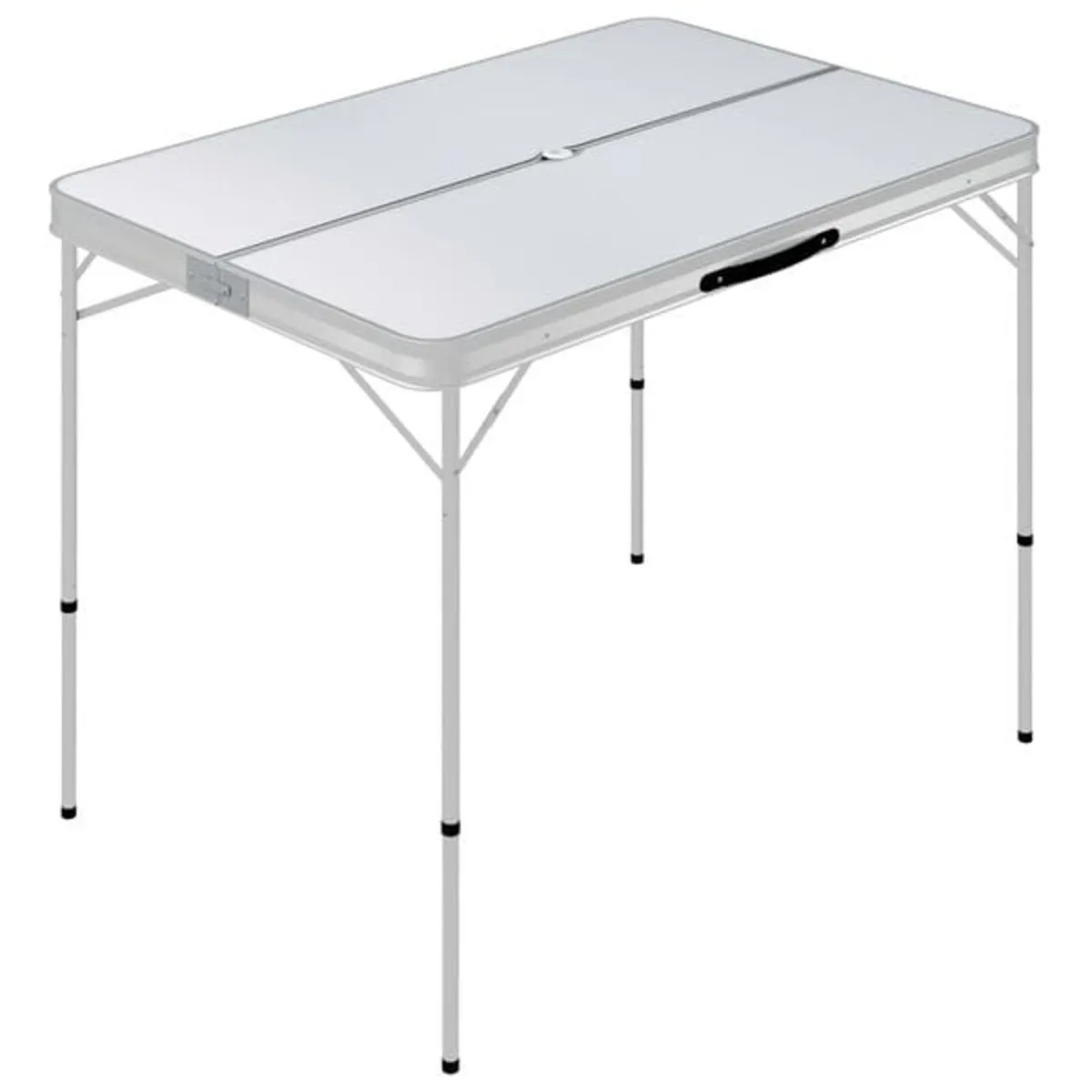 Folding Camping Table with 2 Benches Aluminium Whi - Image 2