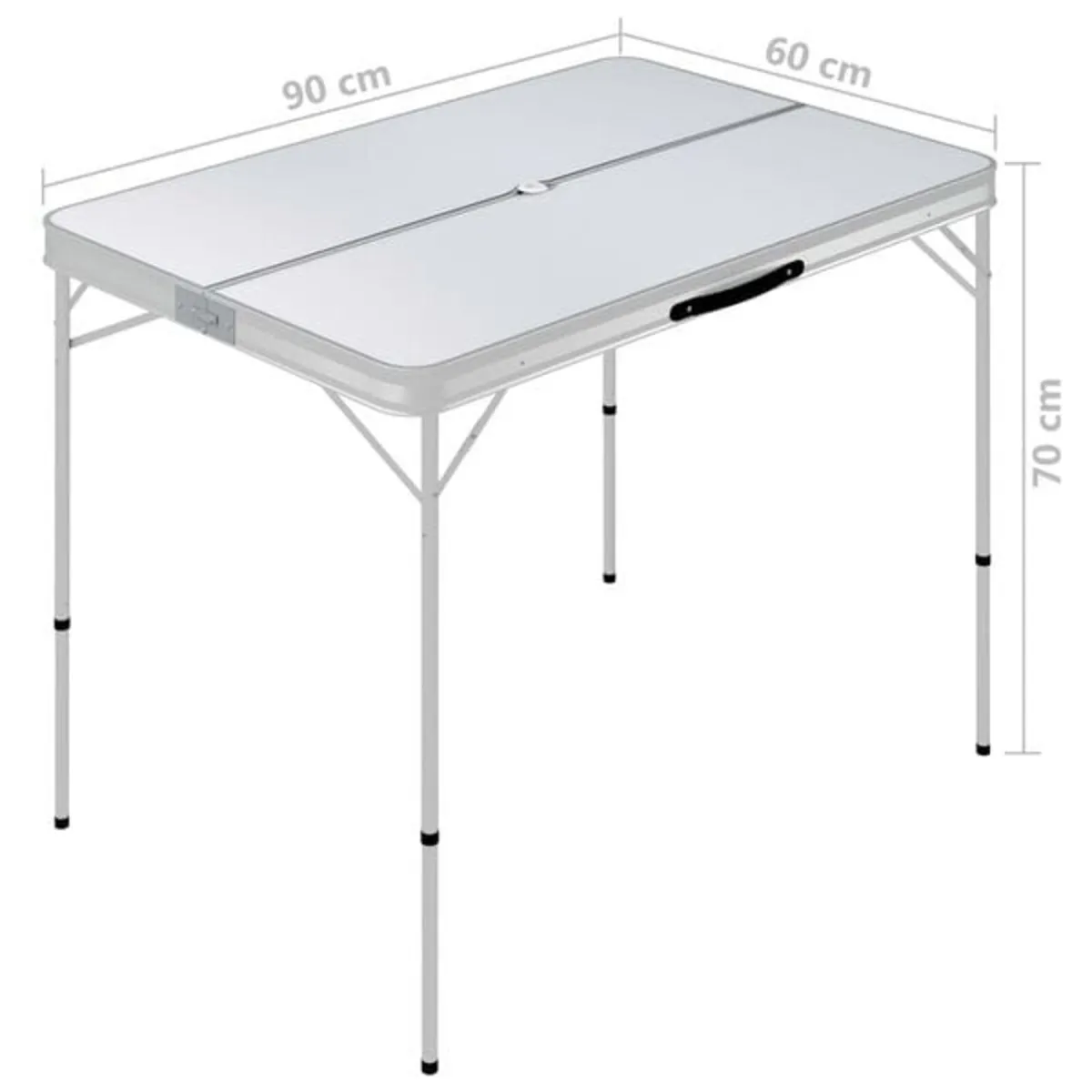 Folding Camping Table with 2 Benches Aluminium Whi - Image 4