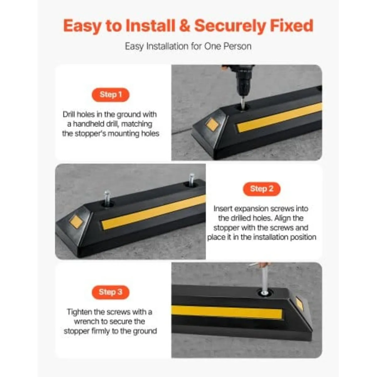 Parking Stopper, 548 mm 2 Pcs Heavy Duty Parking A - Image 4